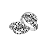 Elegant Sterling Silver Bold Pattern Ring In Balinese Design